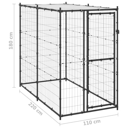 Berkfield Outdoor Dog Kennel Steel with Roof 110x220x180 cm