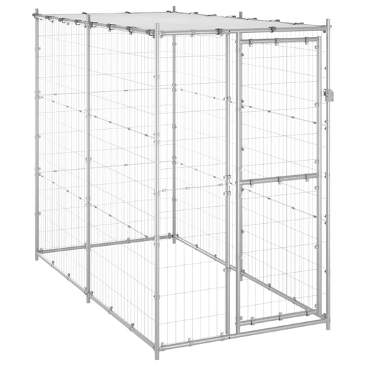 Berkfield Outdoor Dog Kennel Galvanised Steel with Roof 110x220x180 cm