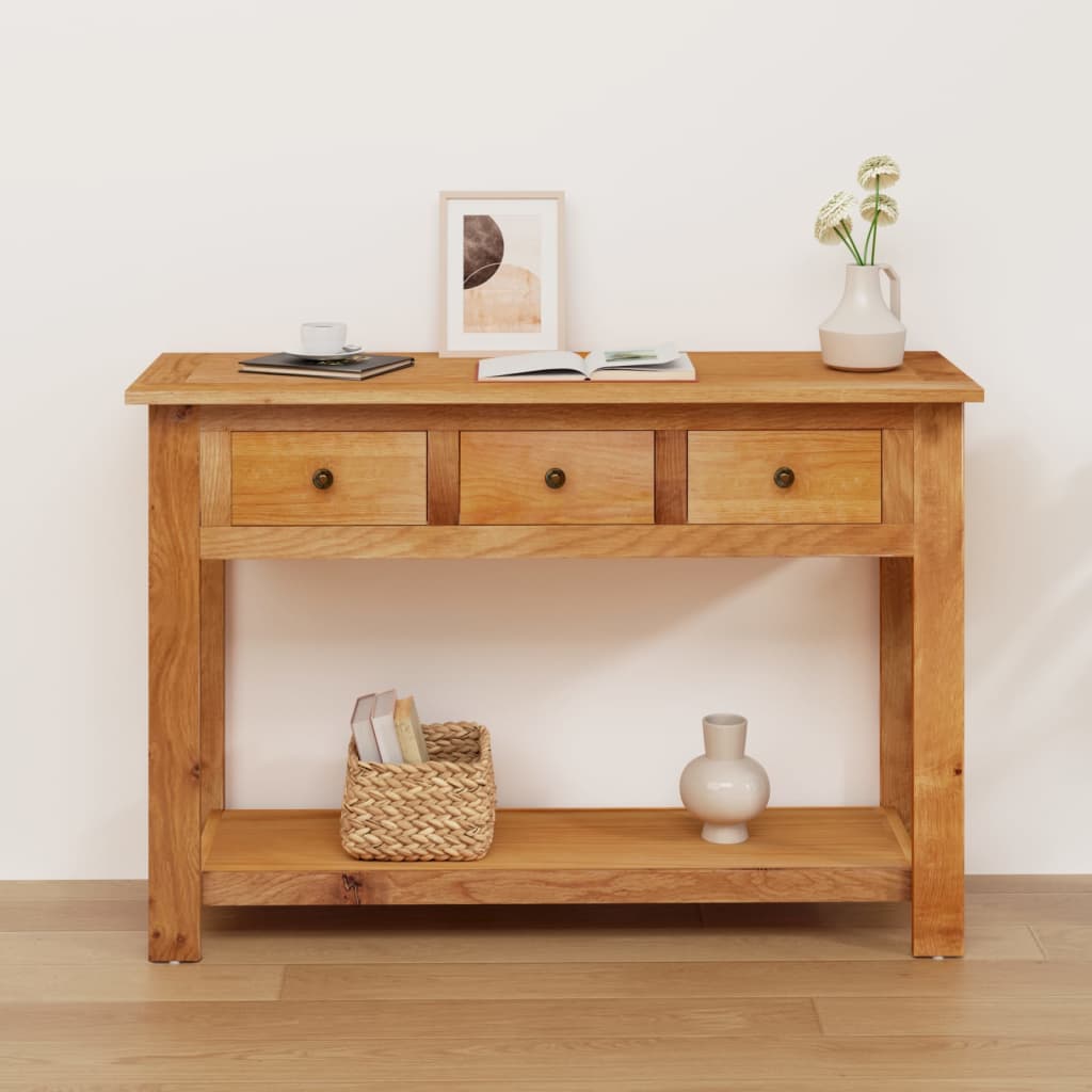 Berkfield Console Table 110x35x75 cm Solid Oak Wood