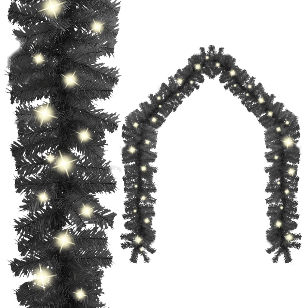 Berkfield Christmas Garland with LED Lights 5 m Black