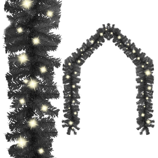 Berkfield Christmas Garland with LED Lights 5 m Black