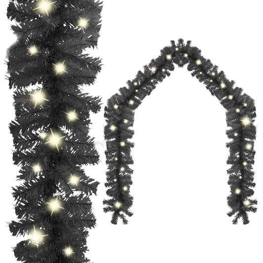 Berkfield Christmas Garland with LED Lights 10 m Black