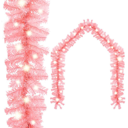 Berkfield Christmas Garland with LED Lights 10 m Pink