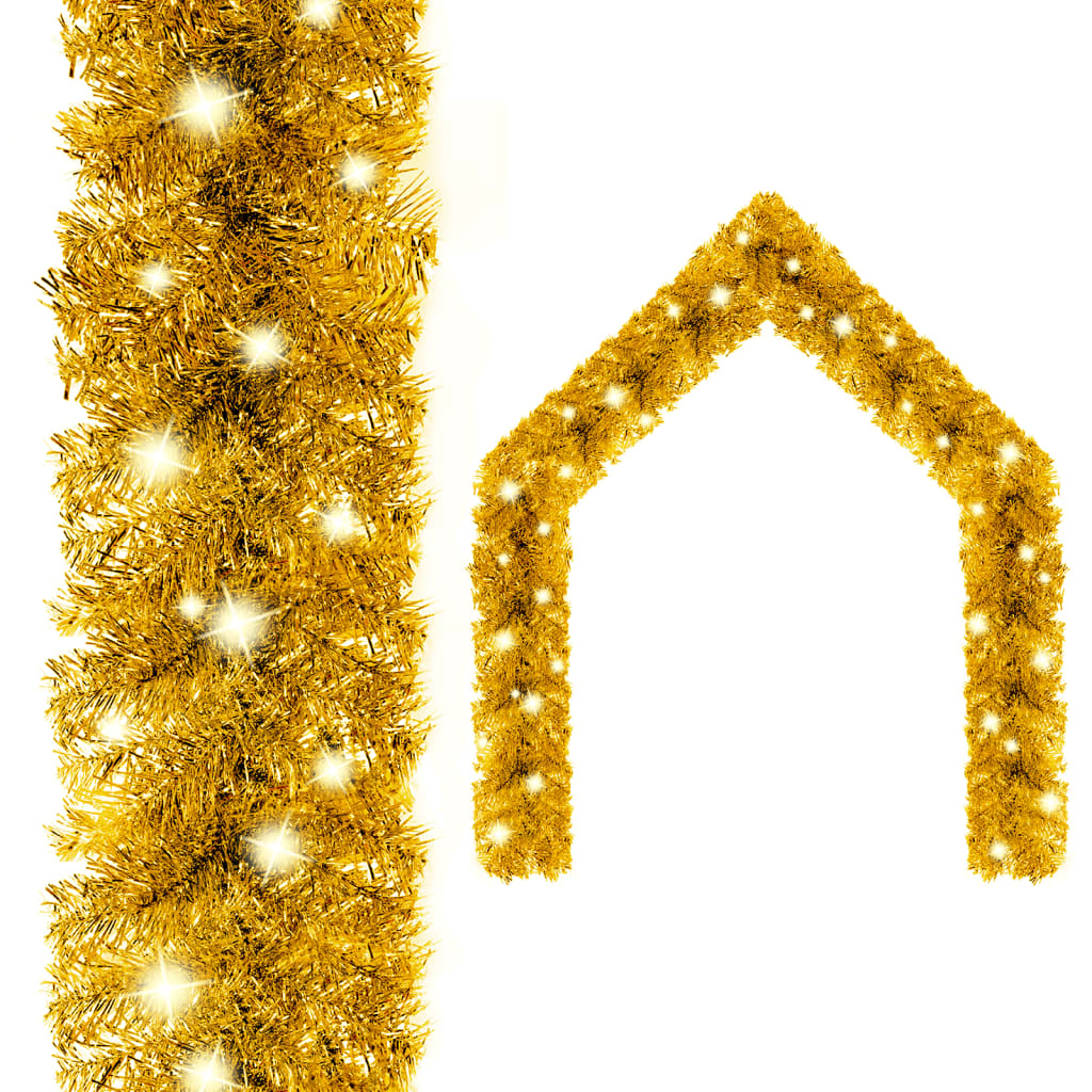 Berkfield Christmas Garland with LED Lights 5 m Gold