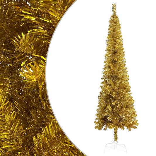 Berkfield Slim Christmas Tree Gold 180 cm