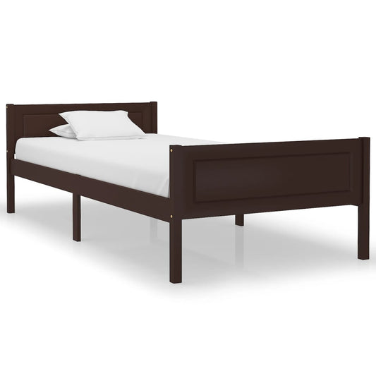 Berkfield Bed Frame Solid Pinewood Dark Brown 100x200 cm