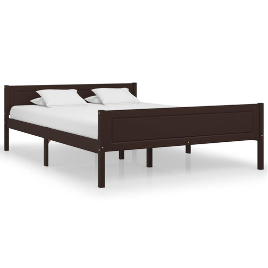 Berkfield Bed Frame Solid Pinewood Dark Brown 140x200 cm