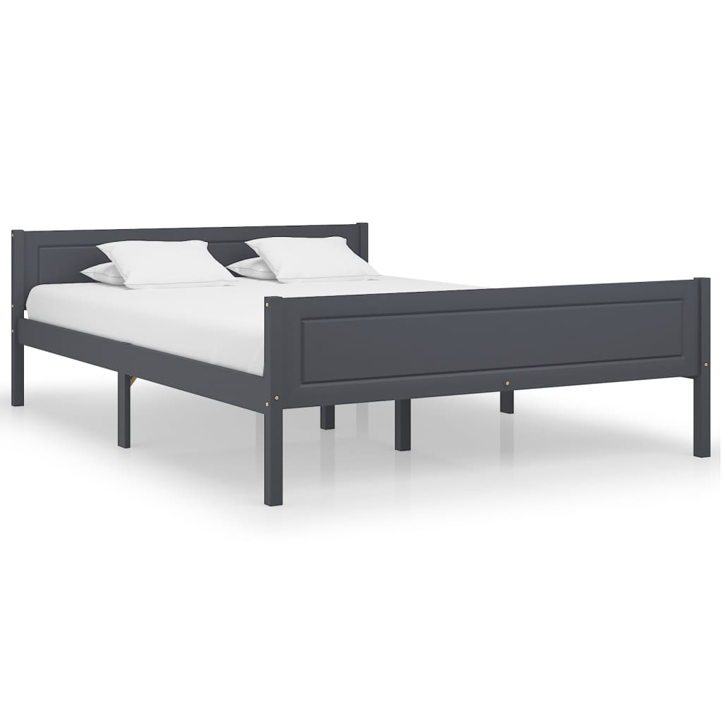 Berkfield Bed Frame Solid Pinewood Grey 140x200 cm