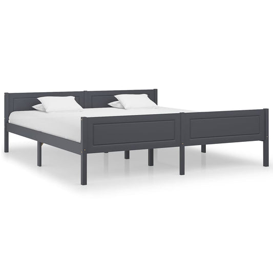 Berkfield Bed Frame Solid Pinewood Grey 180x200 cm 6FT Super King