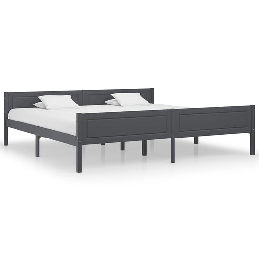 Berkfield Bed Frame Solid Pinewood Grey 200x200 cm