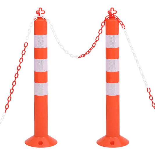 Berkfield Traffic Control Bollards 2 pcs with Chain 75 cm PE
