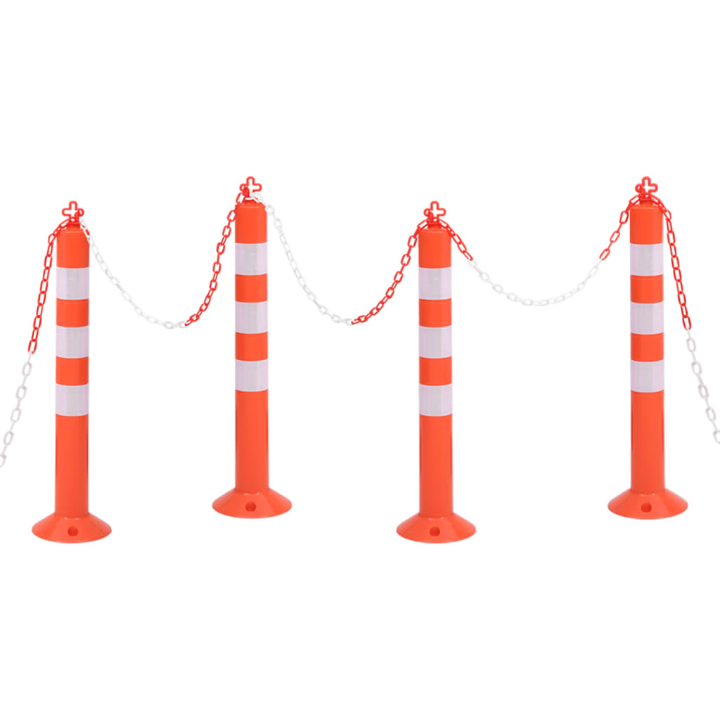 Berkfield Traffic Control Bollards 4 pcs with Chain 75 cm PE