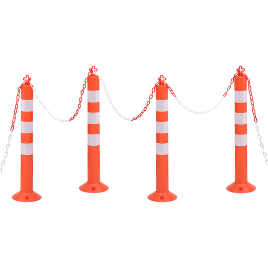 Berkfield Traffic Control Bollards 4 pcs with Chain 75 cm PE