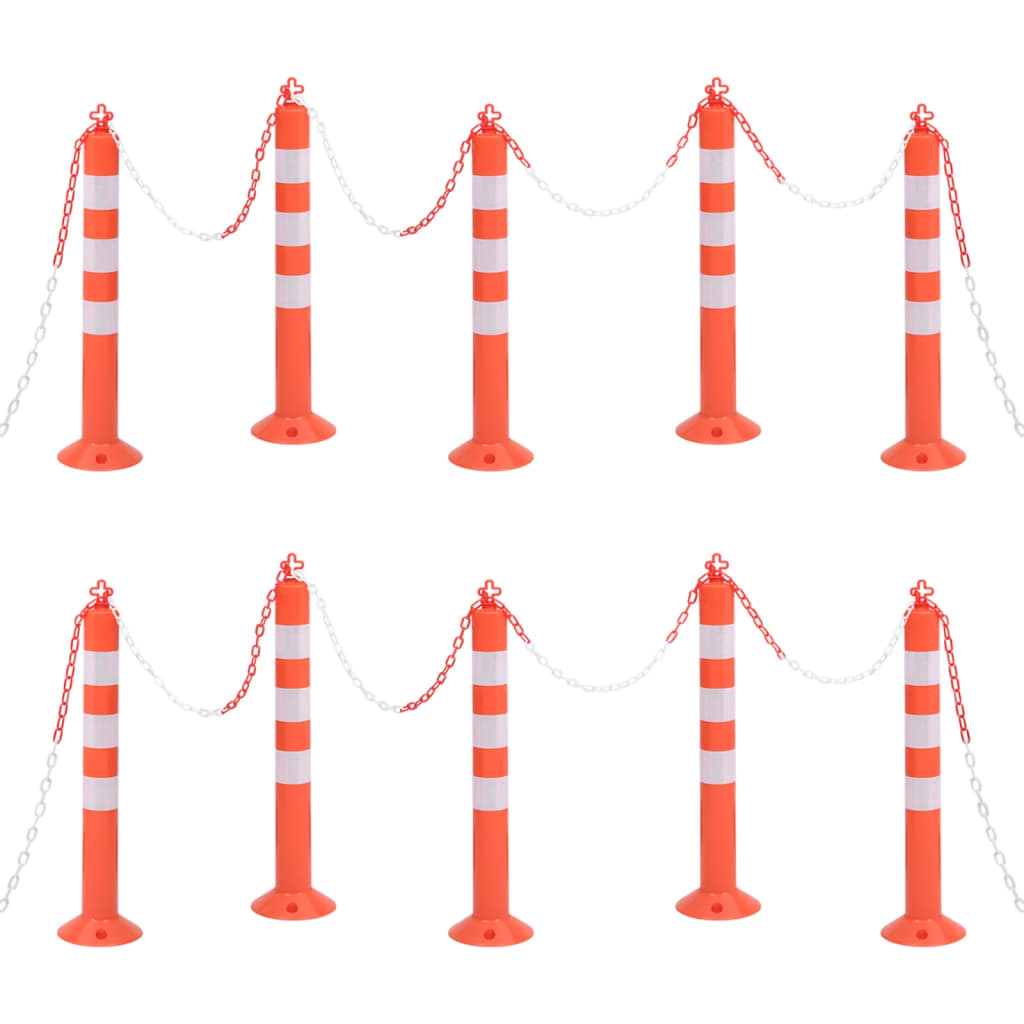 Berkfield Traffic Control Bollards 10 pcs with Chain 75 cm PE