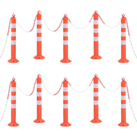 Berkfield Traffic Control Bollards 10 pcs with Chain 75 cm PE