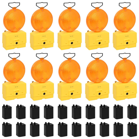 Berkfield Construction Site Lights 10 pcs with Batteries 18x8x37 cm