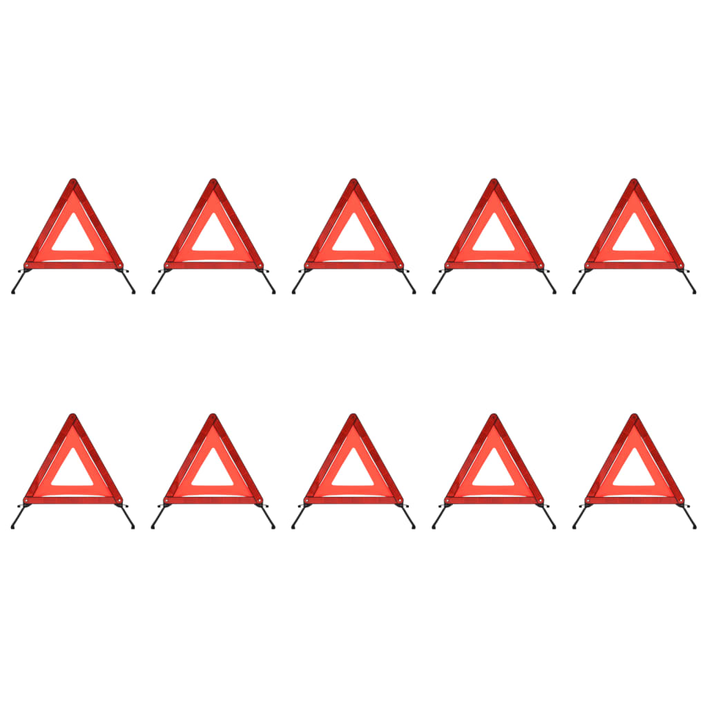 Berkfield Traffic Warning Triangles 10 pcs Red 56.5x36.5x44.5cm