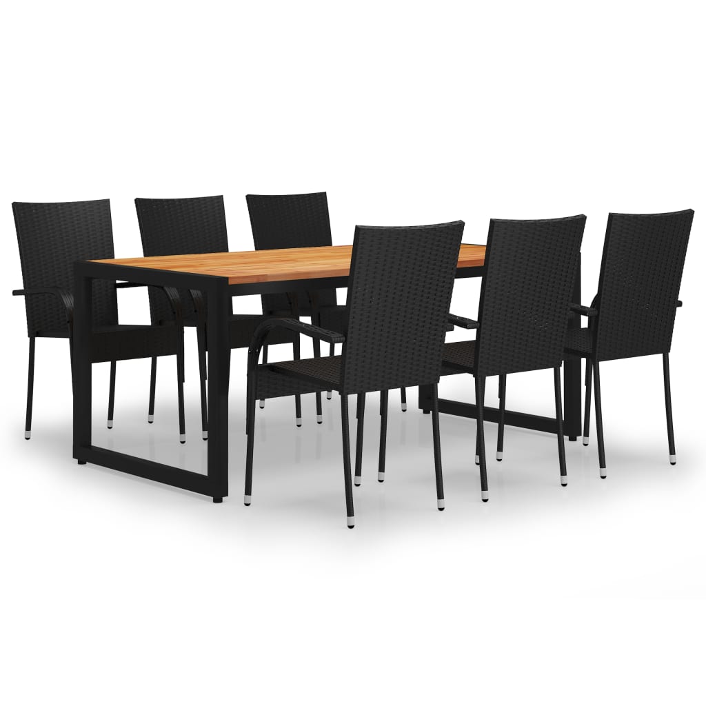Berkfield 7 Piece Garden Dining Set Black