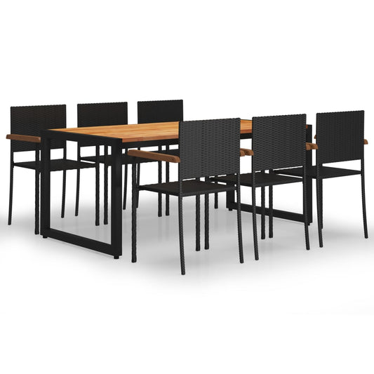Berkfield 7 Piece Garden Dining Set Black