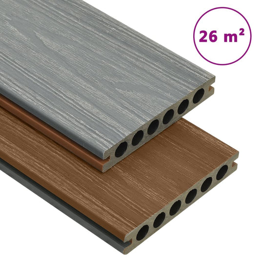Berkfield WPC Decking Boards with Accessories Brown and Grey 26 må_ 2.2 m