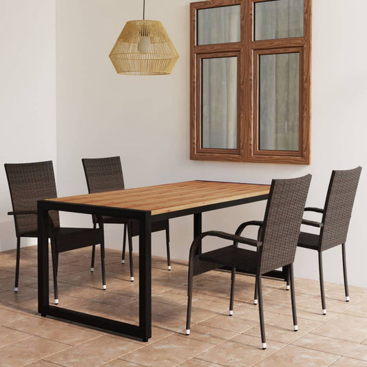 Berkfield 5 Piece Garden Dining Set Brown