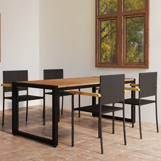 Berkfield 5 Piece Garden Dining Set Black