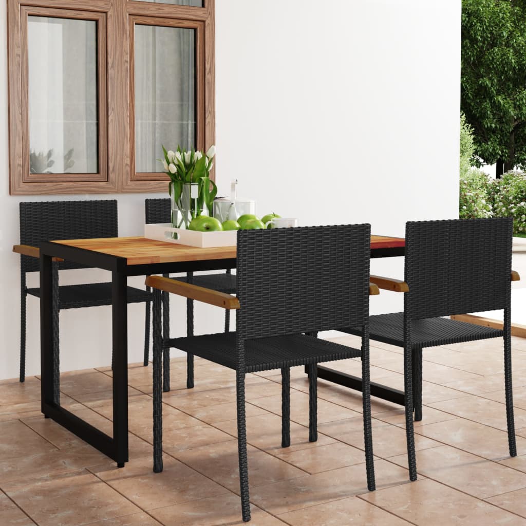 Berkfield 5 Piece Garden Dining Set Black