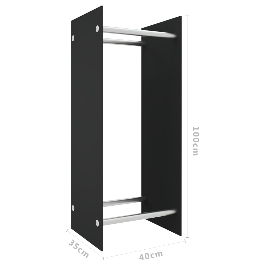 Berkfield Firewood Rack Black 40x35x100 cm Tempered Glass