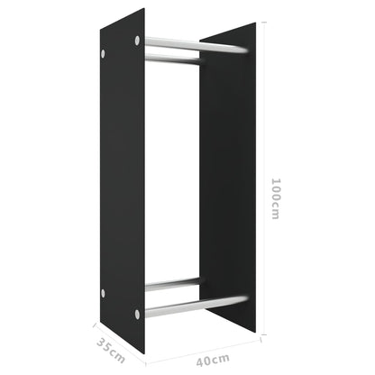 Berkfield Firewood Rack Black 40x35x100 cm Tempered Glass