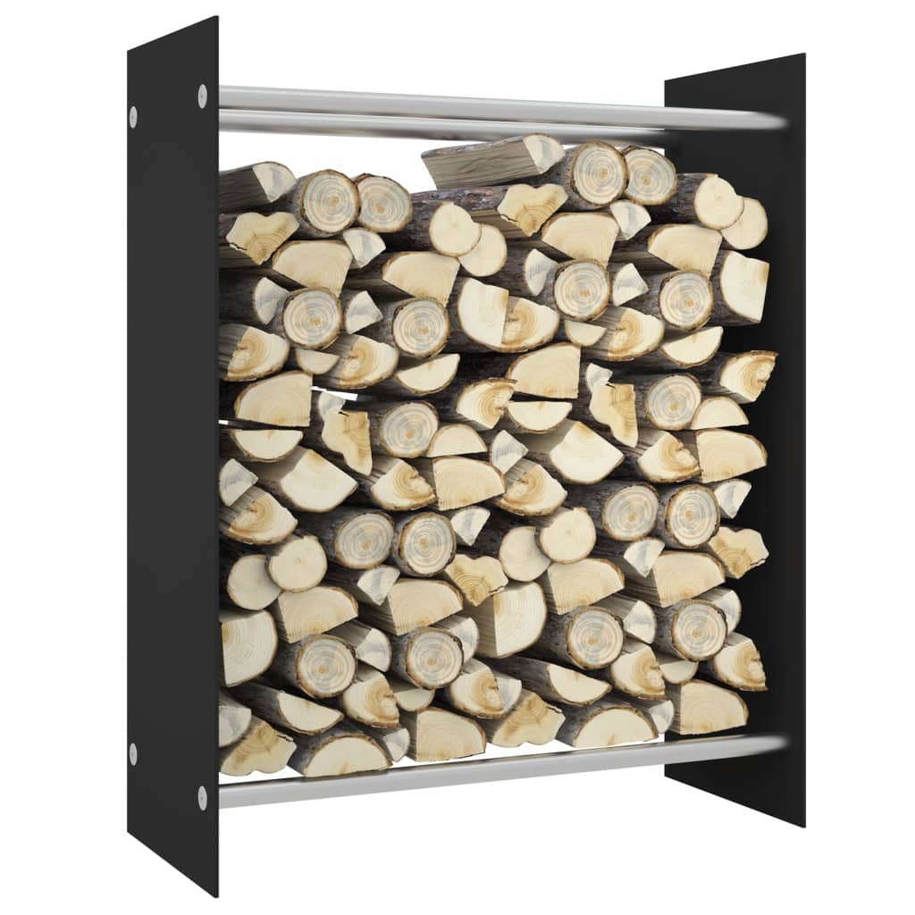 Berkfield Firewood Rack Black 80x35x100 cm Tempered Glass
