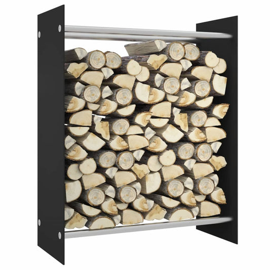 Berkfield Firewood Rack Black 80x35x100 cm Tempered Glass