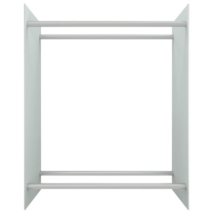 Berkfield Firewood Rack White 80x35x100 cm Tempered Glass