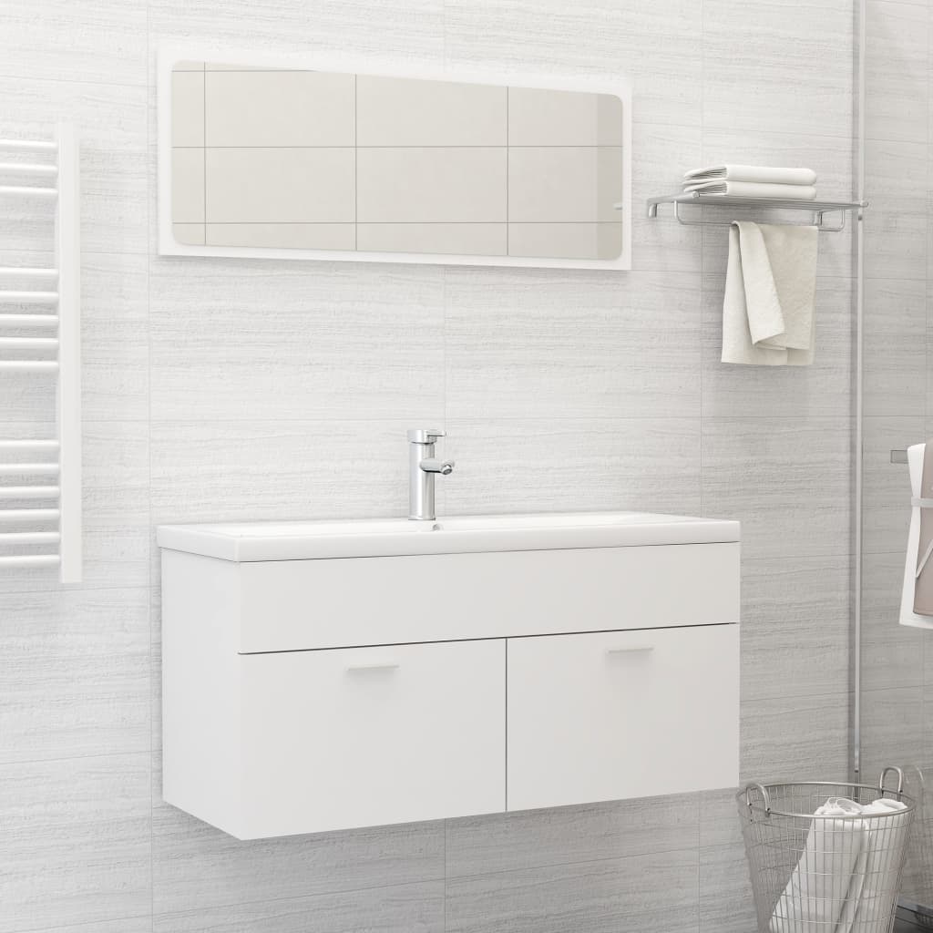 Berkfield Bathroom Furniture Set White Engineered Wood
