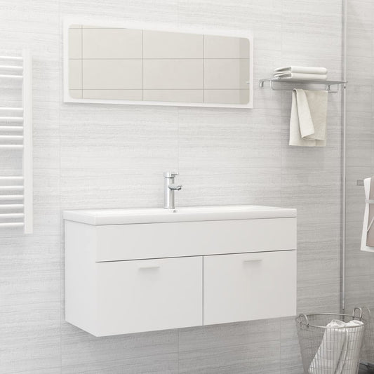 Berkfield Bathroom Furniture Set White Engineered Wood