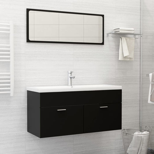 Berkfield Bathroom Furniture Set Black Engineered Wood