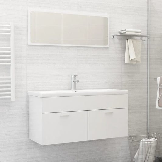 Berkfield Bathroom Furniture Set High Gloss White Engineered Wood