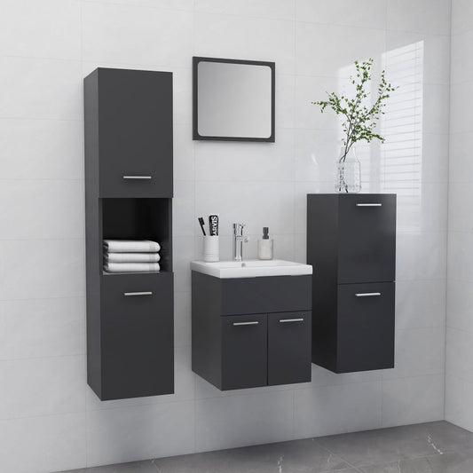 Berkfield Bathroom Furniture Set Grey Engineered Wood