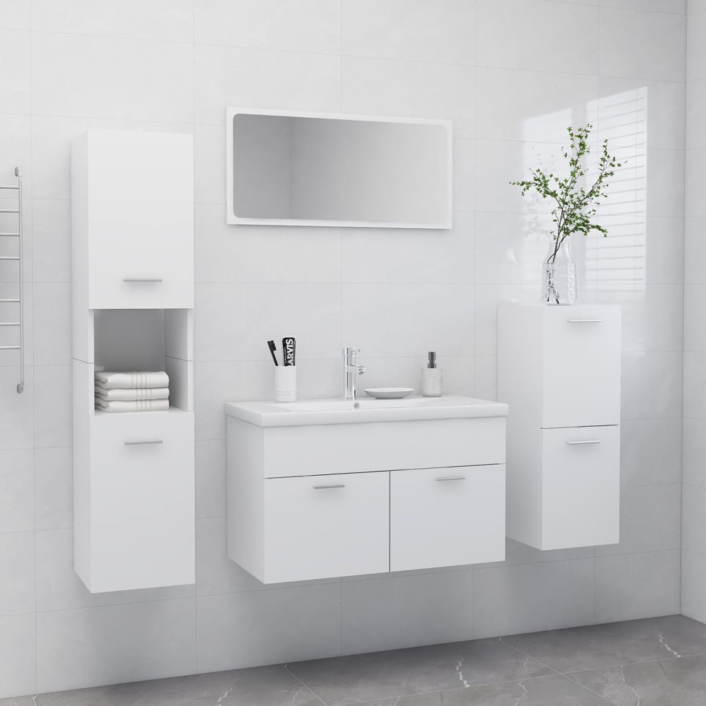 Berkfield Bathroom Furniture Set White Engineered Wood