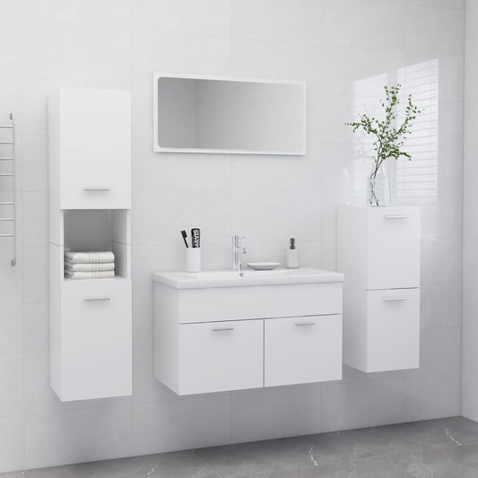Berkfield Bathroom Furniture Set White Engineered Wood