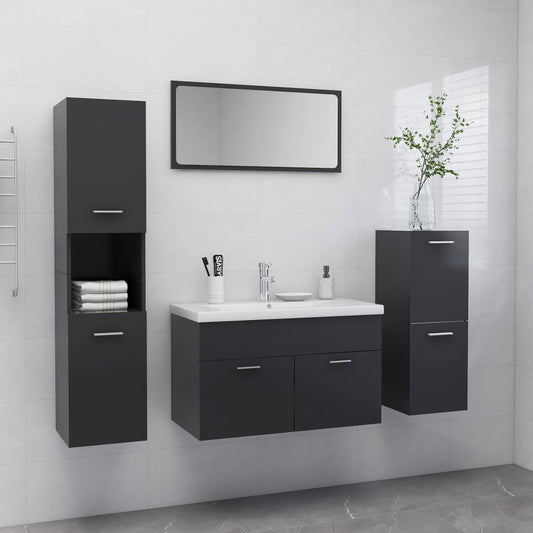 Berkfield Bathroom Furniture Set Grey Engineered Wood