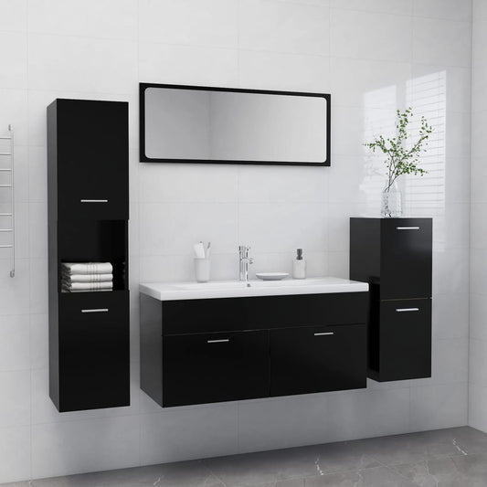 Berkfield Bathroom Furniture Set Black Engineered Wood