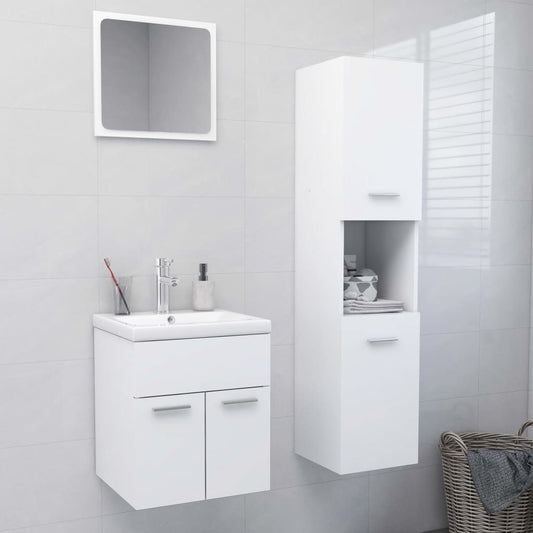 Berkfield Bathroom Furniture Set White Engineered Wood