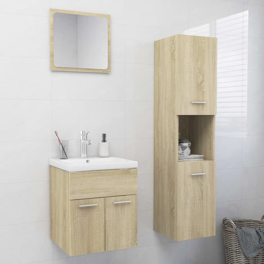 Berkfield Bathroom Furniture Set Sonoma Oak Engineered Wood