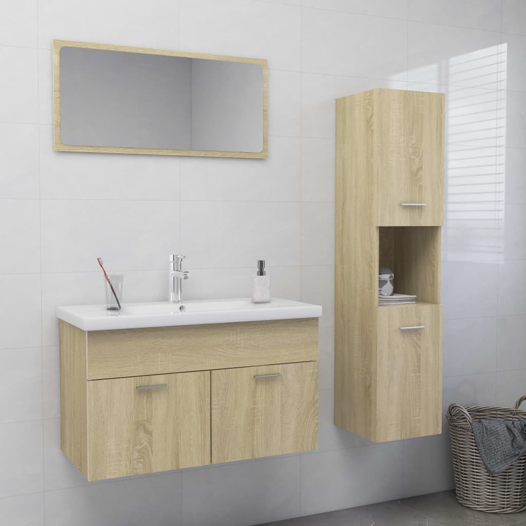 Berkfield Bathroom Furniture Set Sonoma Oak Engineered Wood