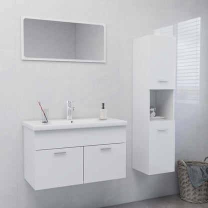 Berkfield Bathroom Furniture Set High Gloss White Engineered Wood