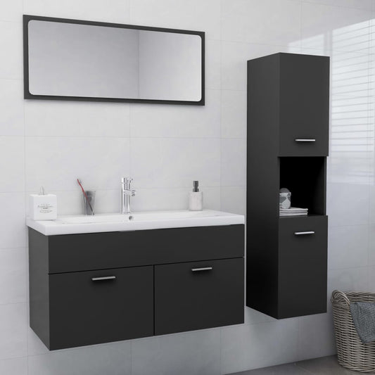 Berkfield Bathroom Furniture Set Grey Engineered Wood