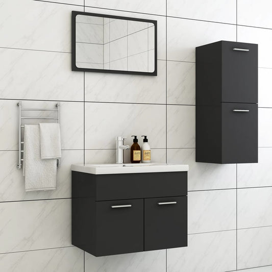 Berkfield Bathroom Furniture Set Grey Engineered Wood