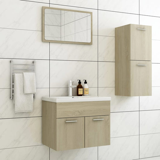 Berkfield Bathroom Furniture Set Sonoma Oak Engineered Wood