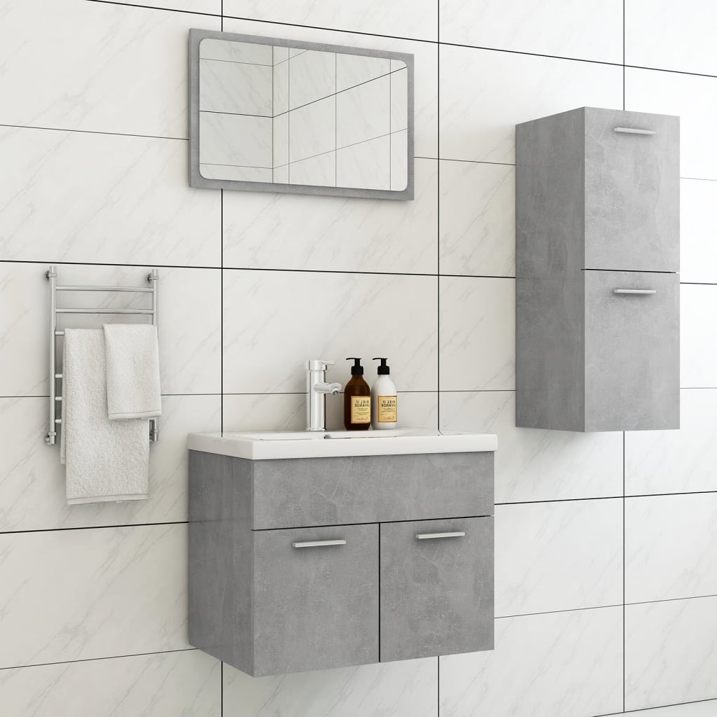 Berkfield Bathroom Furniture Set Concrete Grey Engineered Wood
