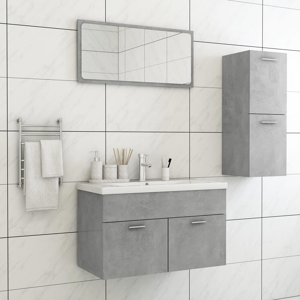 Berkfield Bathroom Furniture Set Concrete Grey Engineered Wood